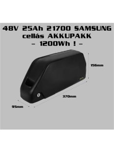   Li-ion akkupakk NAGY trapéz 48V25Ah -1200Wh !!! SAMSUNG 21700 cellával !