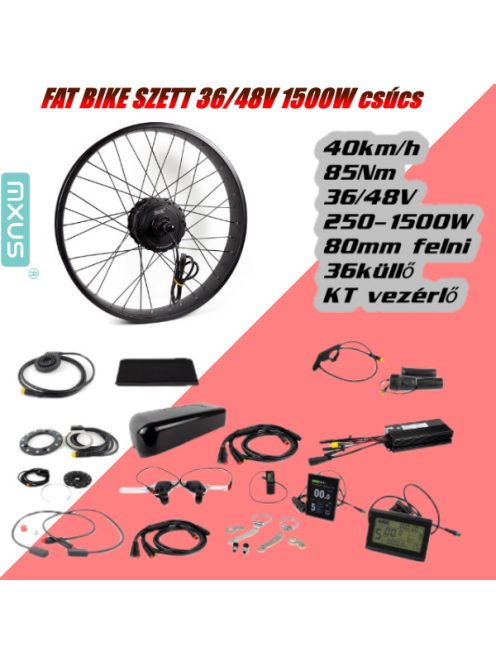 FAT BIKE MXUS 36V/48V 1500W csúcs!!! elektromos kerékpár átépítő szett / 20"-24"- 26" méretben