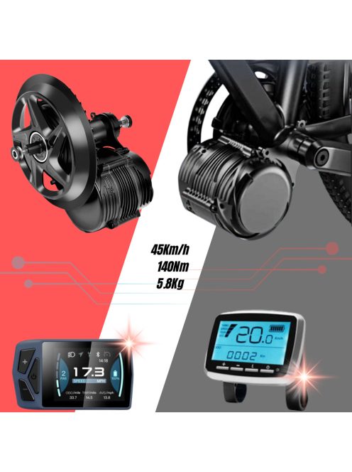 TONGSHENG TSDZ8 nyomatékszenzoros KÖZÉPMOTOR 48V 750W +USB a kijelzőn